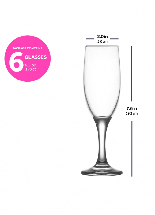 Lav Pahare Sampanie cu Picior Misket 535, 190 ml, 6 Buc / Set [2]