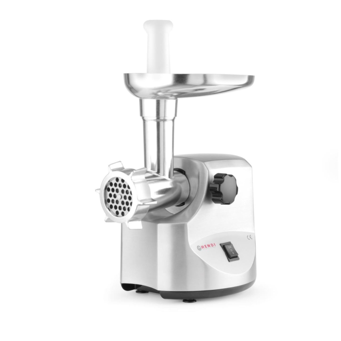 Masina de tocat carne, 2 discuri taiere incluse 4 si 7 mm, 3 accesorii umplere carnati 12, 15, 20 mm, Hendi 198, corp aluminiu, palnie fonta, 400W [10]