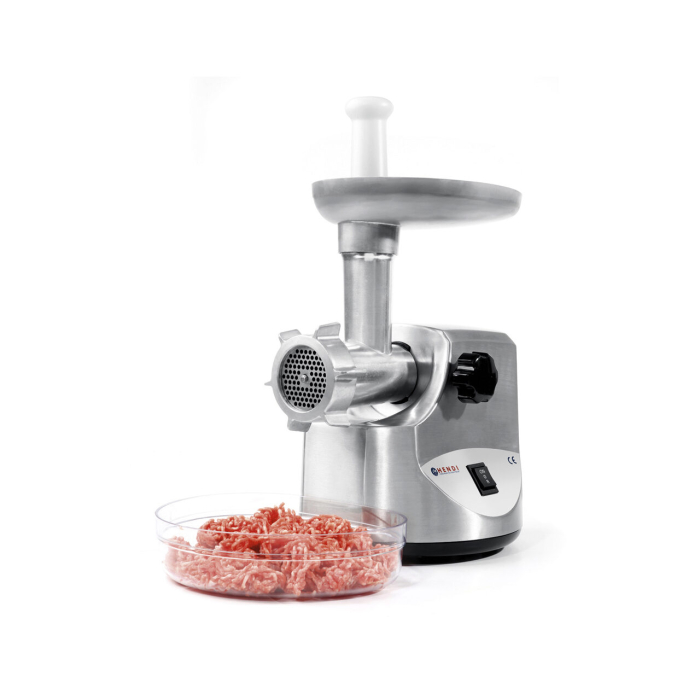 Masina de tocat carne, 2 discuri taiere incluse 4 si 7 mm, 3 accesorii umplere carnati 12, 15, 20 mm, Hendi 198, corp aluminiu, palnie fonta, 400W [2]