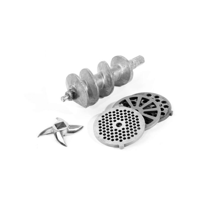 Masina de tocat carne, 2 discuri taiere incluse 4 si 7 mm, 3 accesorii umplere carnati 12, 15, 20 mm, Hendi 198, corp aluminiu, palnie fonta, 400W [3]