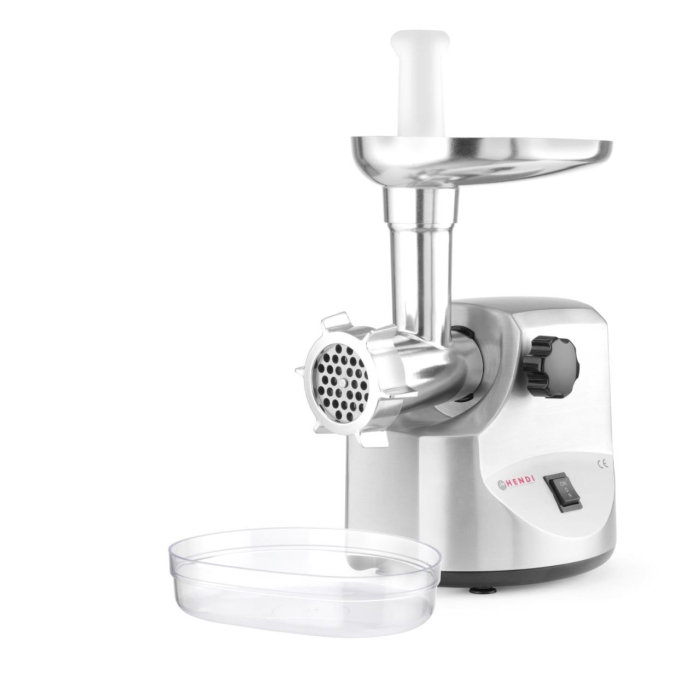Masina de tocat carne, 2 discuri taiere incluse 4 si 7 mm, 3 accesorii umplere carnati 12, 15, 20 mm, Hendi 198, corp aluminiu, palnie fonta, 400W [11]