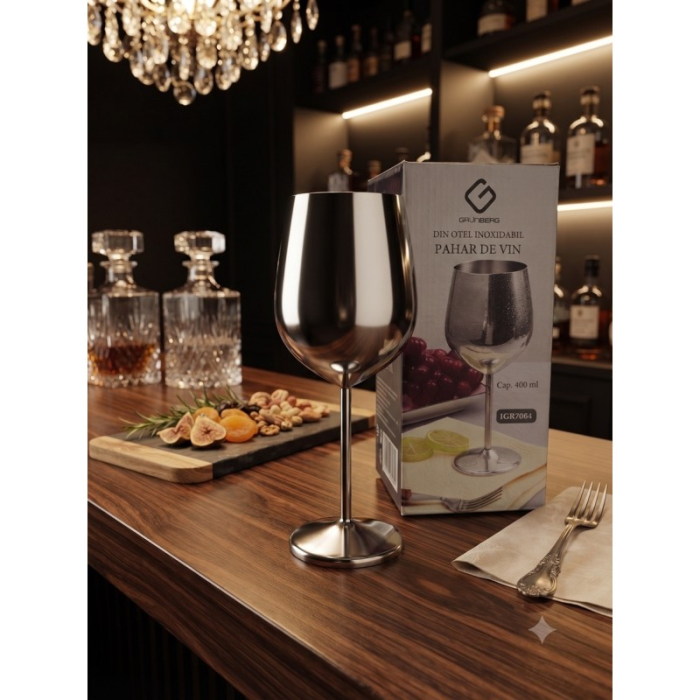 Pahar cu picior din inox, aproximativ 400 ml, Ø 7,50 × 21,50 cm [3]