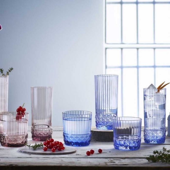 Pahare Long Drink Bormioli America '20s Sapphire Blue, 400 ml, 6 Buc / Set – Eleganță Vintage cu Accente Moderne [4]