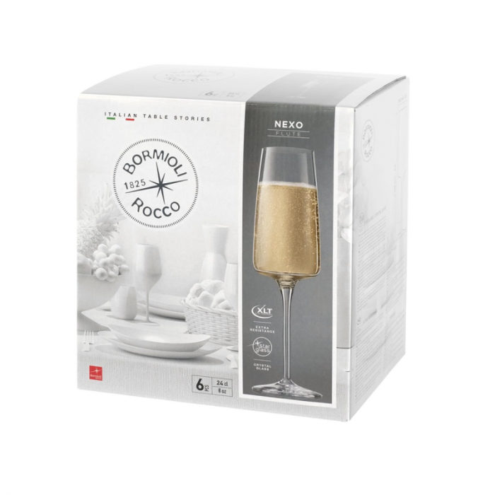 Pahare pentru Șampanie Bormioli Nexo, 240 ml , 6 Buc / Set – Eleganță Italiană pentru Ocazii Rafinate [2]