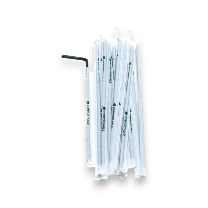 Paie BIO Flexibile Negru Ambalate în Hârtie – 240 × 5 mm - 400 Buc / Set [1]