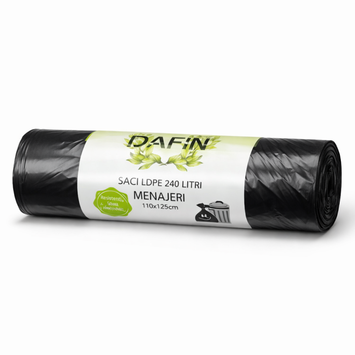 Saci menajeri Dafin 240L LDPE negri 10 buc – 110x125 cm rezistenți [3]