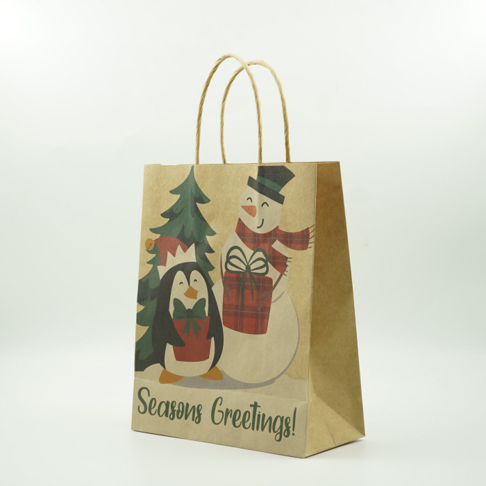 Set 24 pungi cadou, imprimeu tematica Craciun, model random, din hartie, 18.5 x 22.5 x 8.5 cm, multicolor [10]