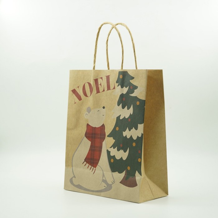 Set 24 pungi cadou, imprimeu tematica Craciun, model random, din hartie, 18.5 x 22.5 x 8.5 cm, multicolor [11]