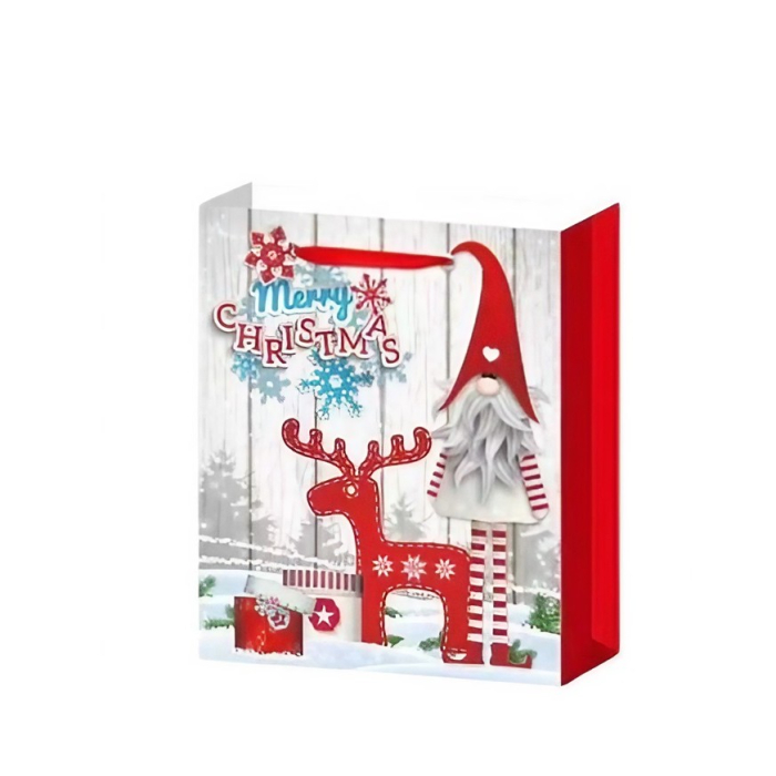 Set 6 Pungi Cadou, Imprimeu Tematica Gnomi, Model Random, din Hartie, Impachetare Usoara a Cadourilor, 18.5x22.5x8.5 cm, Multicolor [6]