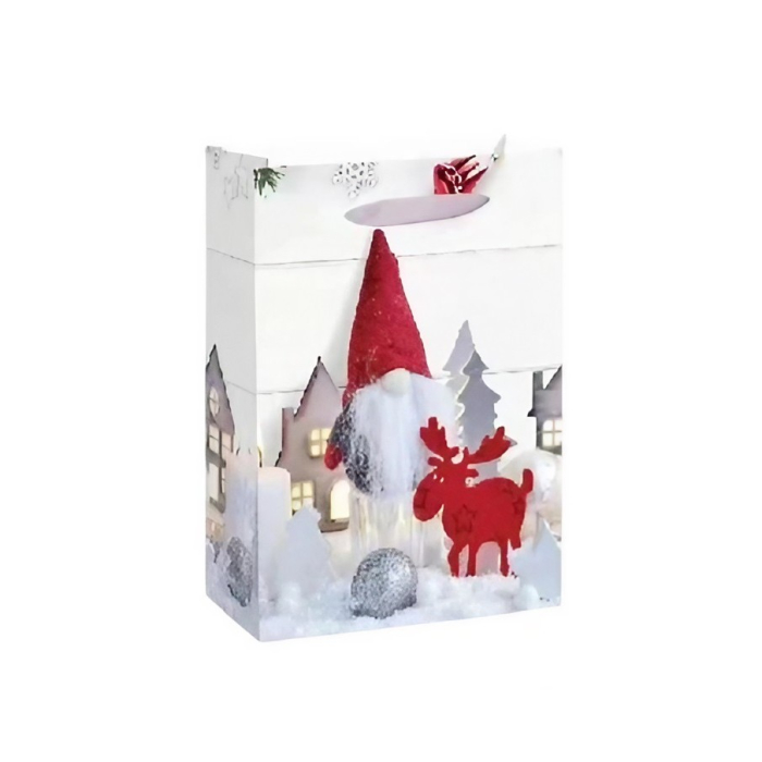Set 6 Pungi Cadou, Imprimeu Tematica Gnomi, Model Random, din Hartie, Impachetare Usoara a Cadourilor, 18.5x22.5x8.5 cm, Multicolor [5]