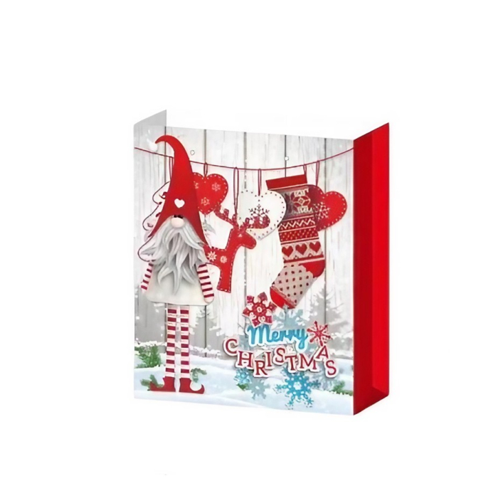 Set 6 Pungi Cadou, Imprimeu Tematica Gnomi, Model Random, din Hartie, Impachetare Usoara a Cadourilor, 18.5x22.5x8.5 cm, Multicolor [7]