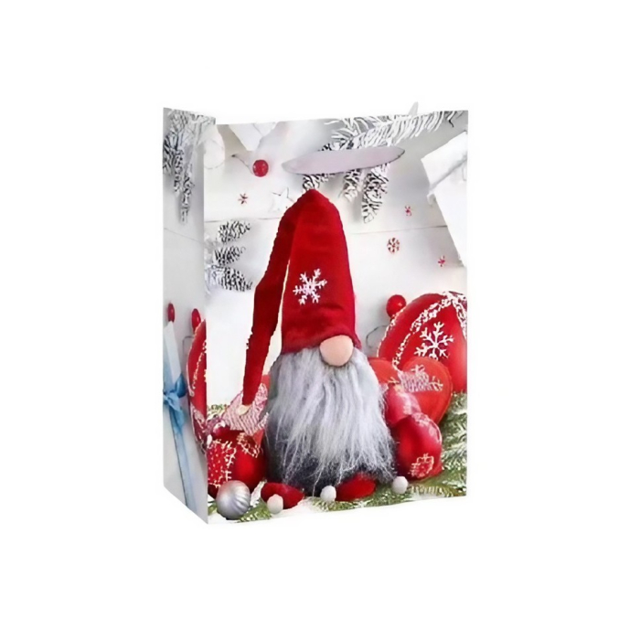 Set 6 Pungi Cadou, Imprimeu Tematica Gnomi, Model Random, din Hartie, Impachetare Usoara a Cadourilor, 18.5x22.5x8.5 cm, Multicolor [2]
