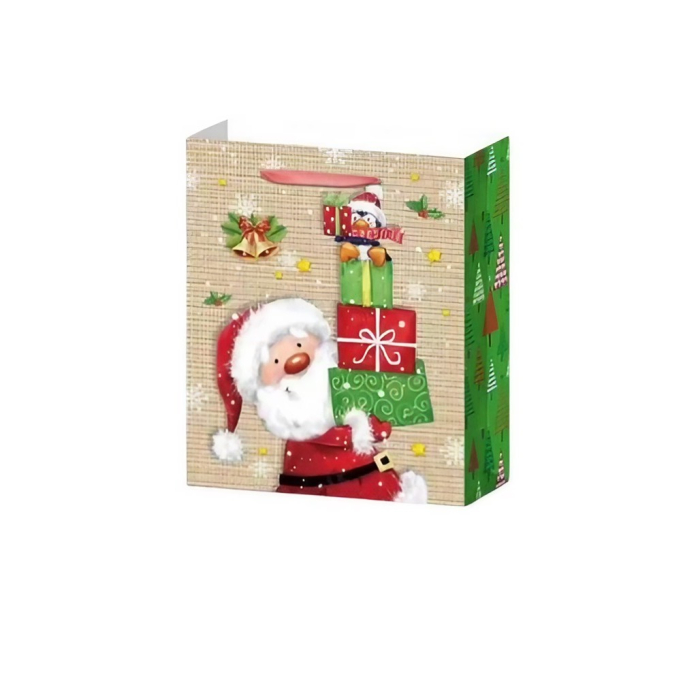 Set 6 Pungi Cadou, Imprimeu Tematica Mos Craciun si Ursuleti, Model Random, din Hartie, Impachetare Usoara a Cadourilor, 18.5x22.5x8.5 cm, Multicolor [4]