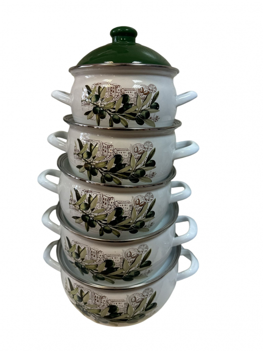 Set Oale Emailate Decorate 10 Piese - 16cm/18cm/20cm/22cm/24cm [4]