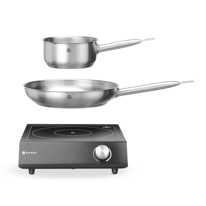Set: Plita cu inductie 3500W + cratita + tigaie, HENDI, Negru, 220-240V/3500W, 320x395x(H)95mm [2]