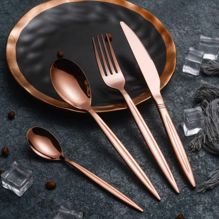 Set tacâmuri din inox, 24 piese – Roz Auriu [3]
