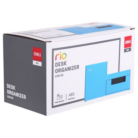 Suport birou cu 3 compartimente si sertar bleu Deli [4]