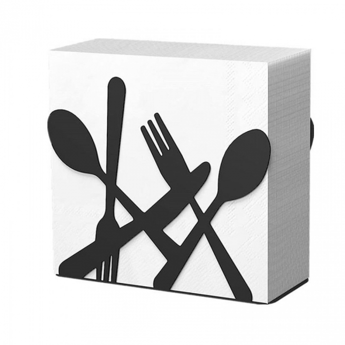 Suport Șervețele Negru din Metal – 13x4,5x9,5 cm [1]