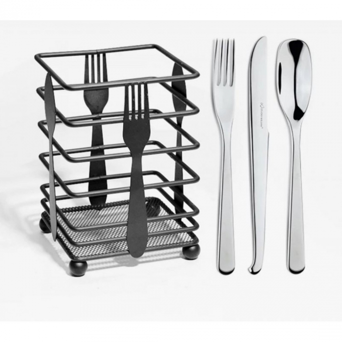 Suport Tacâmuri din Metal – 15x9 cm, Design Modern cu Detalii Decorative [3]