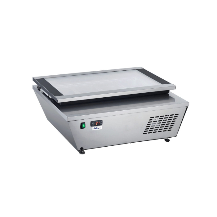 Vitrina de prezentare pentru inghetata, 77 lt, -18/-25 gr C, corp inox, ARKTIC by Hendi, 867x735x(H)373mm, Clasa energetica E [4]