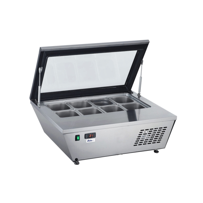 Vitrina de prezentare pentru inghetata, 77 lt, -18/-25 gr C, corp inox, ARKTIC by Hendi, 867x735x(H)373mm, Clasa energetica E [6]