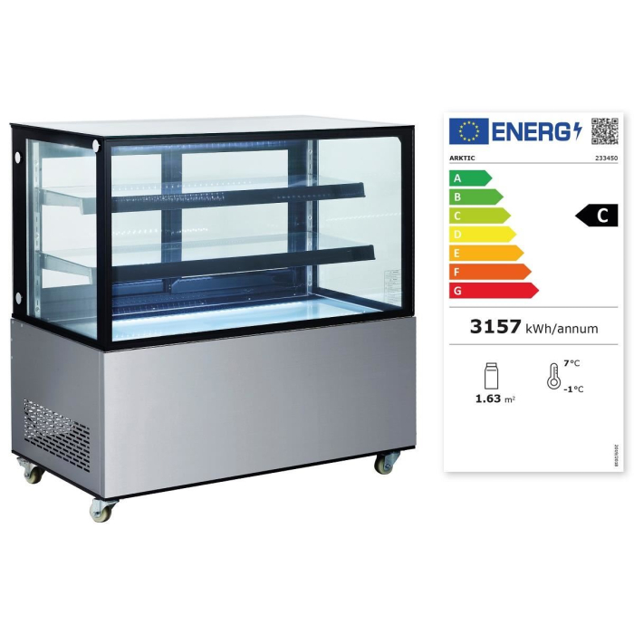 Vitrina frigorifica de prezentare interval temp. 2/6?C, corp inox, 410 litri, 490 W ARKTIC by Hendi, 1215x675x(H)1210 mm, Clasa energetica C [8]