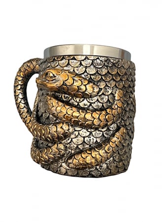 OFERTA SAPTAMANII - Cană de Bere Decorativă Șarpe Inox+Rasina – 400 ml
