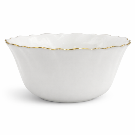 Vase si accesorii bucatarie - Bol opal alb rotund 12.5 cm – margini aurii