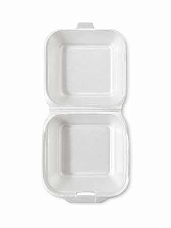 Caserole albe din polistiren, cu capac rabatabil, 14 × 14 × 7 cm – 125 Buc / Set [1]
