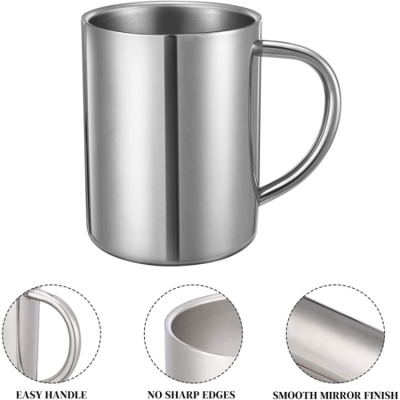Vase si accesorii bucatarie - Cană din inox cu pereți dubli, 150 ml