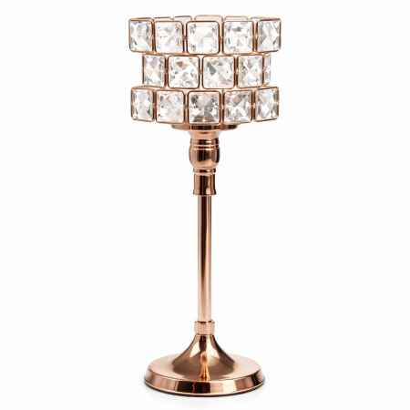 Bricolaj, casa si gradina - Suport Lumânare Lux din Metal și Sticlă – Design Luxos cu Cristale Decorative