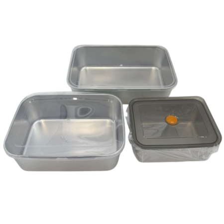 Vase si accesorii bucatarie - Set Casolete Metal cu Capac din Plastic - 3 Buc / Set (600ml / 1100ml / 1700ml)