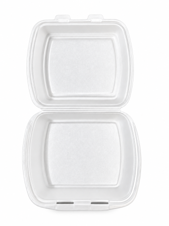 Unica folosinta - Caserole albe din polistiren, cu capac rabatabil, 240 × 200 × 70 mm – 50 bucăți/set