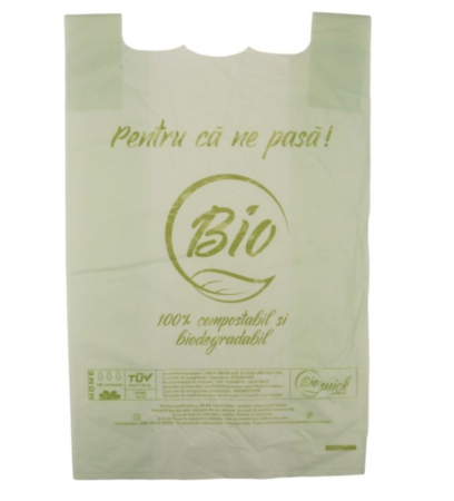 Pungi - Sacose biodegradabile din PLA, albe, 300 + 160 x 550 mm, 50 buc/set