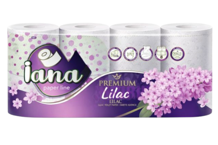 Consumabile hartie - Hartie igienica IANA Premium Liliac 3 straturi, 8 role