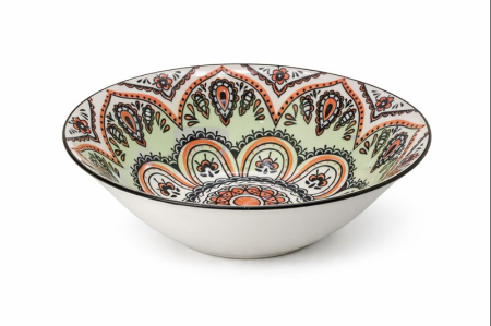 Vase si accesorii bucatarie - Bol din ceramica cu decor traditional, 17.5 cm