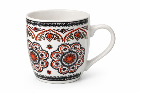 Vase si accesorii bucatarie - Cana ceramica cu motive populare, 220 ml