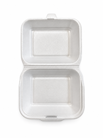 Caserole albe din polistiren, cu capac rabatabil, 14 × 19 cm – 125 bucăți/set [1]