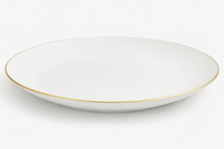 Vase si accesorii bucatarie - Farfurie Întinsă Opal Elegance Alb 25 cm – Margini Aurii