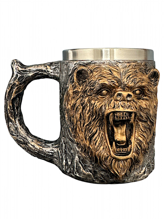 Pahare & Accesorii bar - Halba bere model Urs, inox si rasina, 400 ml