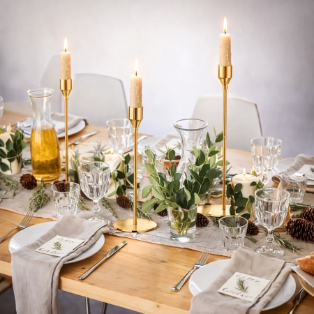 Suporturi pentru Lumânări din Metal – 3 Buc / Set -  Design Elegant Auriu [4]