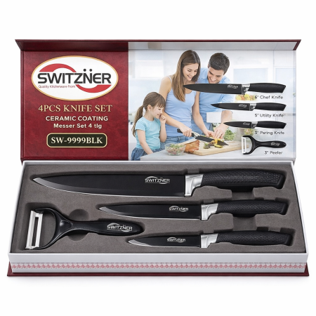 Set Cuțite 4 Piese cu Mâner din Silicon - SWITZNER – SW-9999B / SW-9999W / SW-9999R / SW-9999BLK [1]