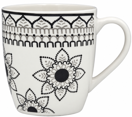 Cani - Cană din ceramică, decor tradițional negru/gri, 220 ml