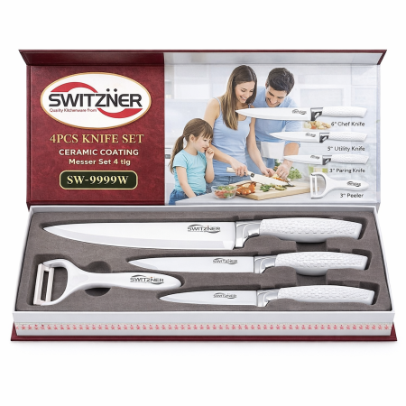 Set Cuțite 4 Piese cu Mâner din Silicon - SWITZNER – SW-9999B / SW-9999W / SW-9999R / SW-9999BLK [3]