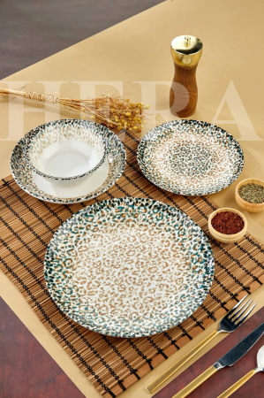 Vase si accesorii bucatarie - Set de Masa din Portelan Hera Wild – 24 Piese cu Design Animal Print Leopard