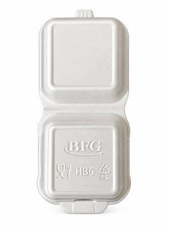 Unica folosinta - Caserole albe din polistiren, cu capac rabatabil, 14 × 14 × 7 cm – 125 Buc / Set