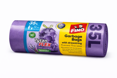 Saci menaj - Saci Menajeri cu Șnur FINO TYTAN FLEX – 35 L, 12 Buc / Rolă – Mov