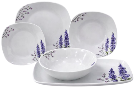 Farfurii - Set farfurii din portelan Lavender Elegance – 40 piese