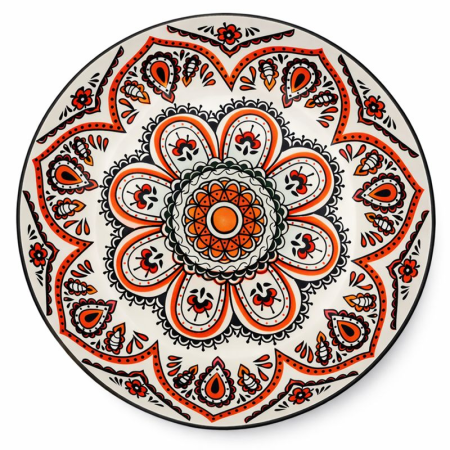 Vase si accesorii bucatarie - Farfurie adanca ceramica cu decor traditional, 21 cm