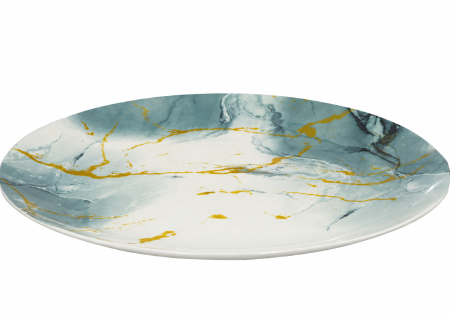Vase si accesorii bucatarie - Farfurie întinsă din opal Green Dika, decor turcoaz, 26,5 cm